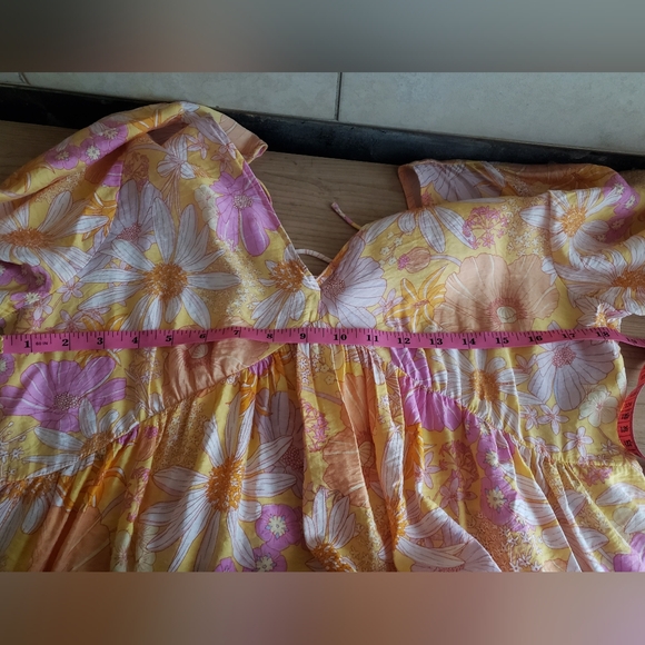 Floral V-Neck Swim Cover-Up Dress in Yellow & Pink - Picture 11 of 13